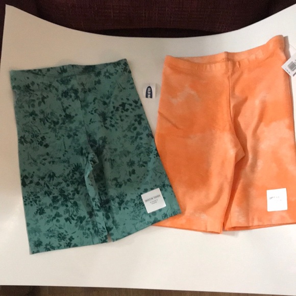 Old Navy Girl’s Size (L) 10-12 Shaded Green and Orange Crush Biker’s Shorts - Picture 1 of 7